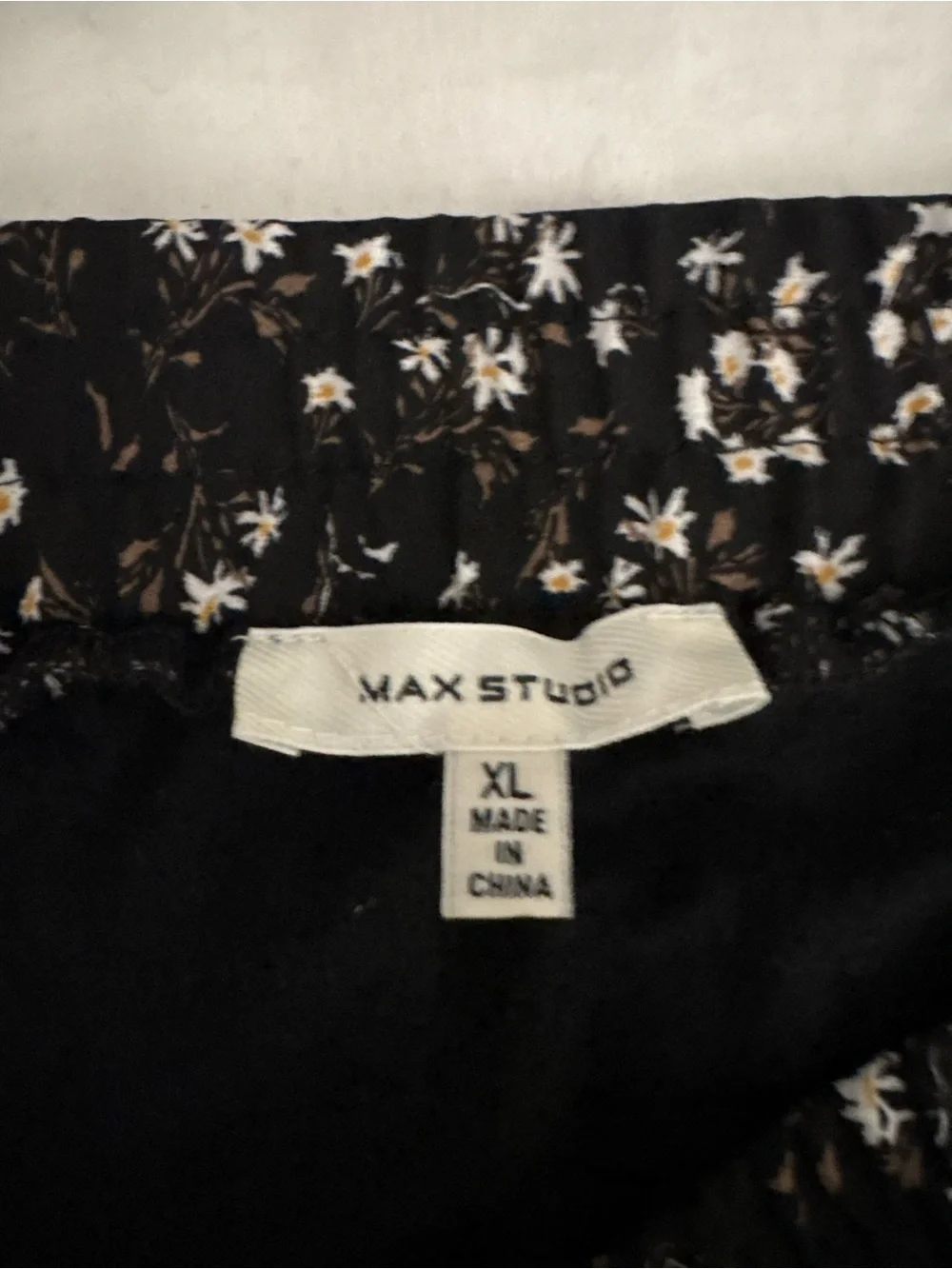Max Studio Black Maxi Skirt with Cream Floral Print